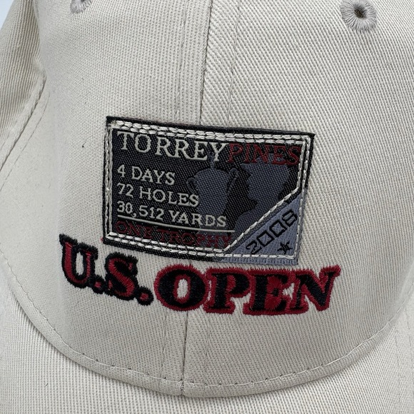 US Open Hat Cap‎ 2008 Torrey Pines PGA Golf White Adult Fitted Small Medium - Picture 2 of 12